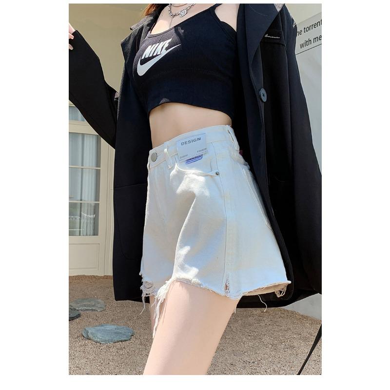 Черные джинсовые шорты женские летние тонкие широкие с высокой талией свободные узкие края