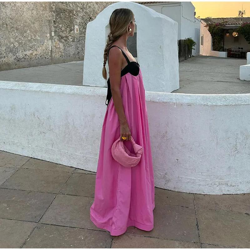 Пляжное праздничное платье без спинки без рукавов, длинное платье без рукавов, женское уличное бандажное летнее платье с панелями