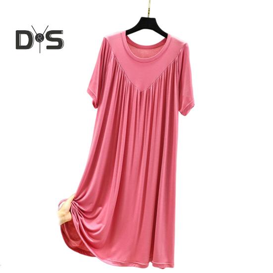 Pullover Lady Night Robe Short Sleeves Stylish Sleepwear Women Night Dress