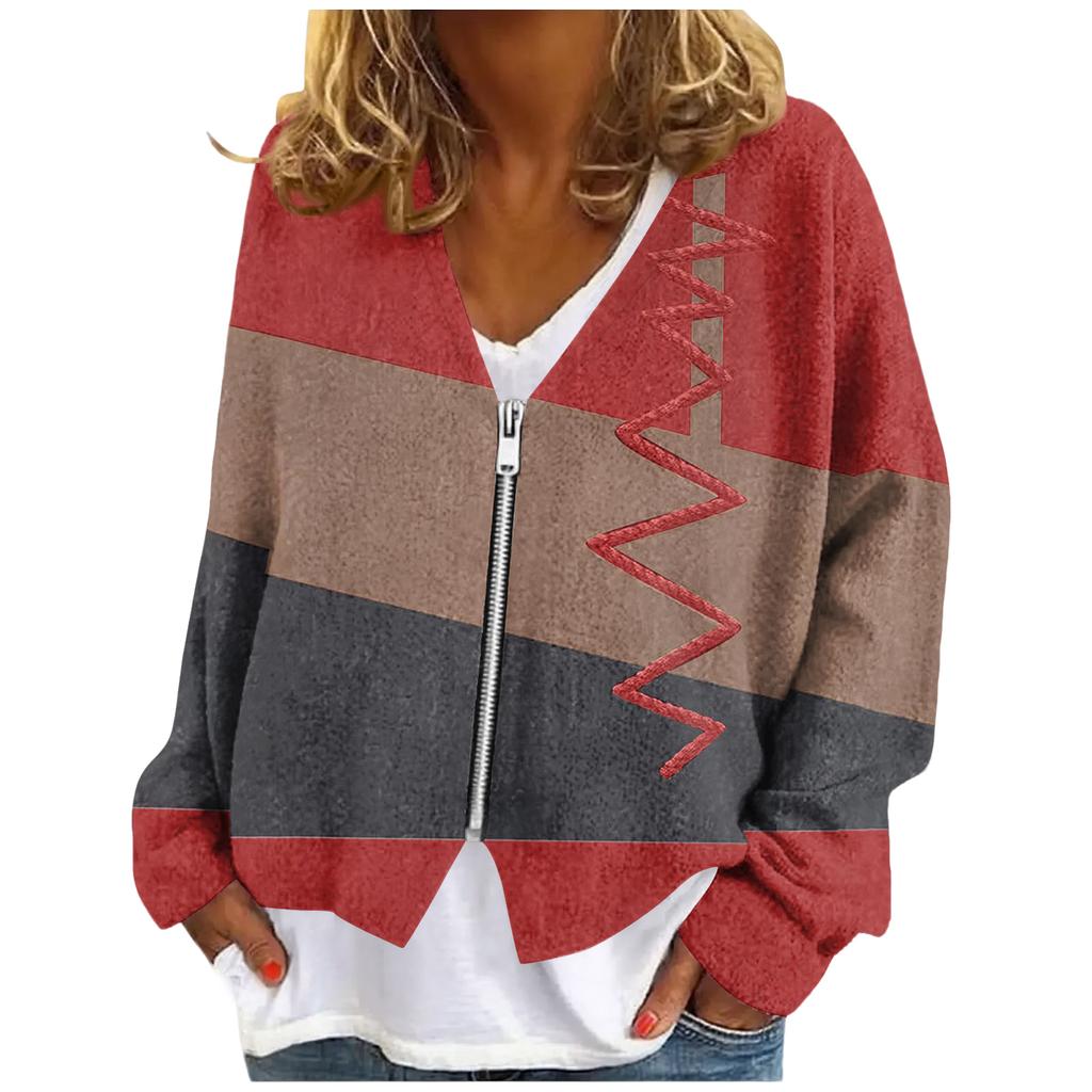 Womens Zip Up Sweaters Sweatshirts Long Sleeve Oversized Jackets Soft Casual Loose Tunic Tops