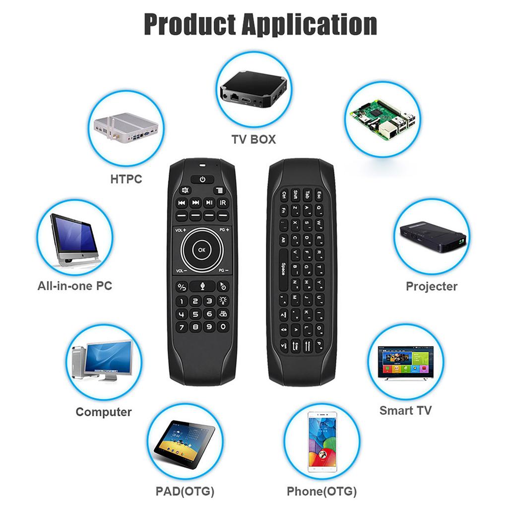 Backlit 2.4G   Mouse Wireless Keyboard Voice Control 6-  Motion Sensing Backlight IR Learning for     TV BOX PC