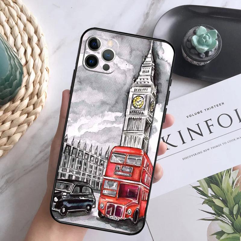 Лондонский Красный Автобус Биг Бен Чехол для Телефона Для iPhone 16 Pro 11 12 13 14 15 Pro Max Mini XS X XR 7 8 16 Plus Чехол Coque