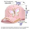 Fashion Ladies Bling Sequin Butterfly Baseball Cap, Rhinestone Trim Metal Ring Decor Adjustable Sun‑Protection Peaked Hat for Daily Party Street