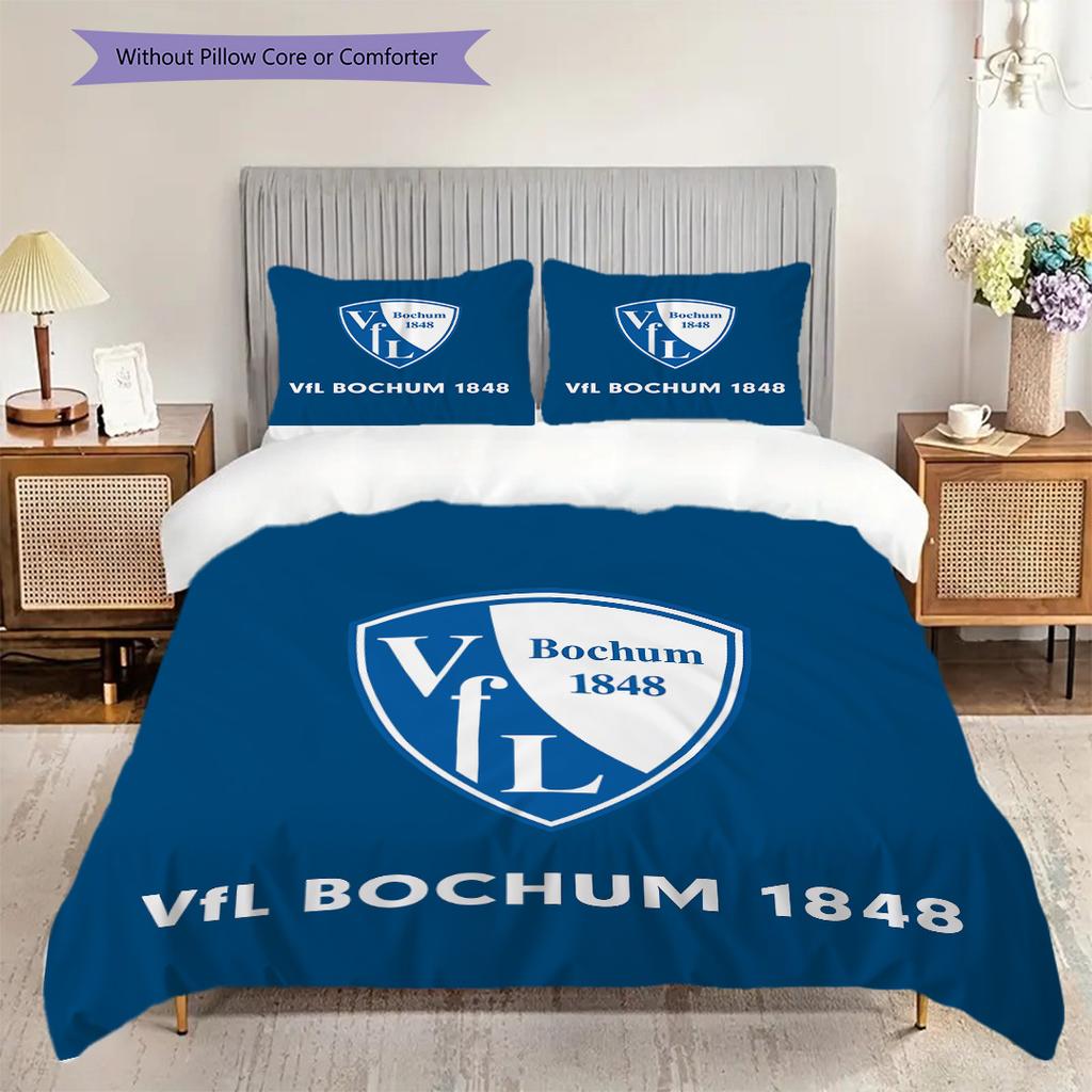 VfL Bochum 1848 Узор Комплект постельного белья Одеяло Покрывало Наволочка Домашний Декор Подарок на День Рождения (1 пододеяльник + 2 наволочки, без наполнителя)