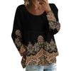 Женский повседневный модный свободный топ с круглым вырезом и цветочным принтом, с длинным рукавом