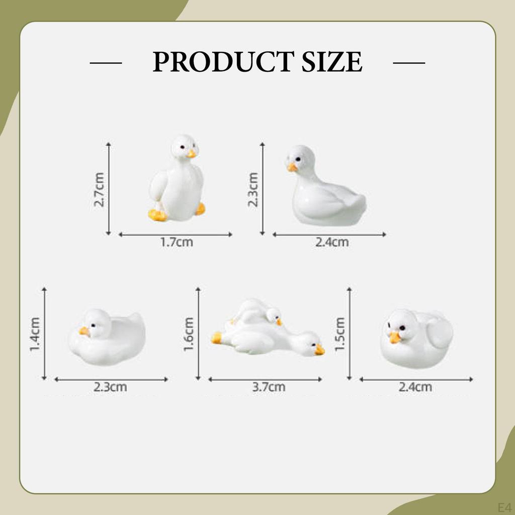 5 штук 3D фигурка для рукоделия, компьютерный декор, коллекционная скульптура, маленькие статуэтки уток для стола, автомобиля