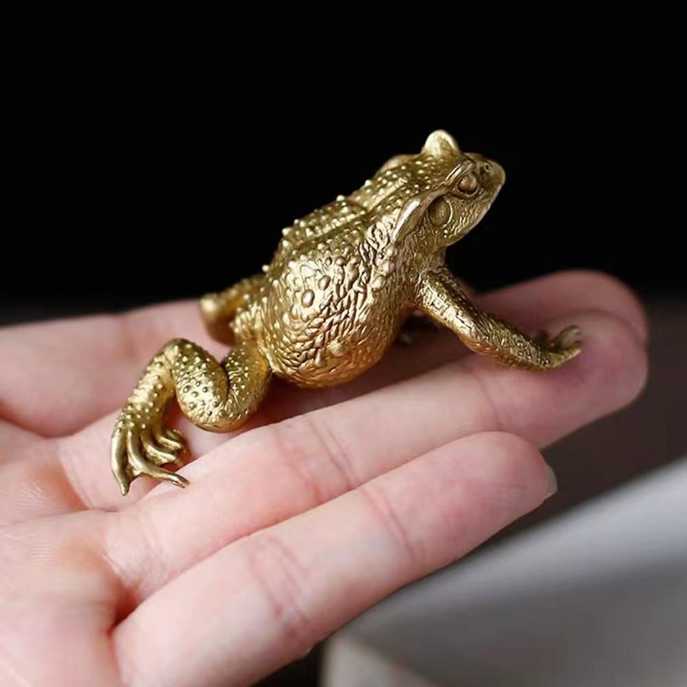 6cm Brass Toad Figurine Brass Lucky Animal Frog Figure Model Statue Sculpture Toy Desktop Feng Shui Decoration Ornament Festival