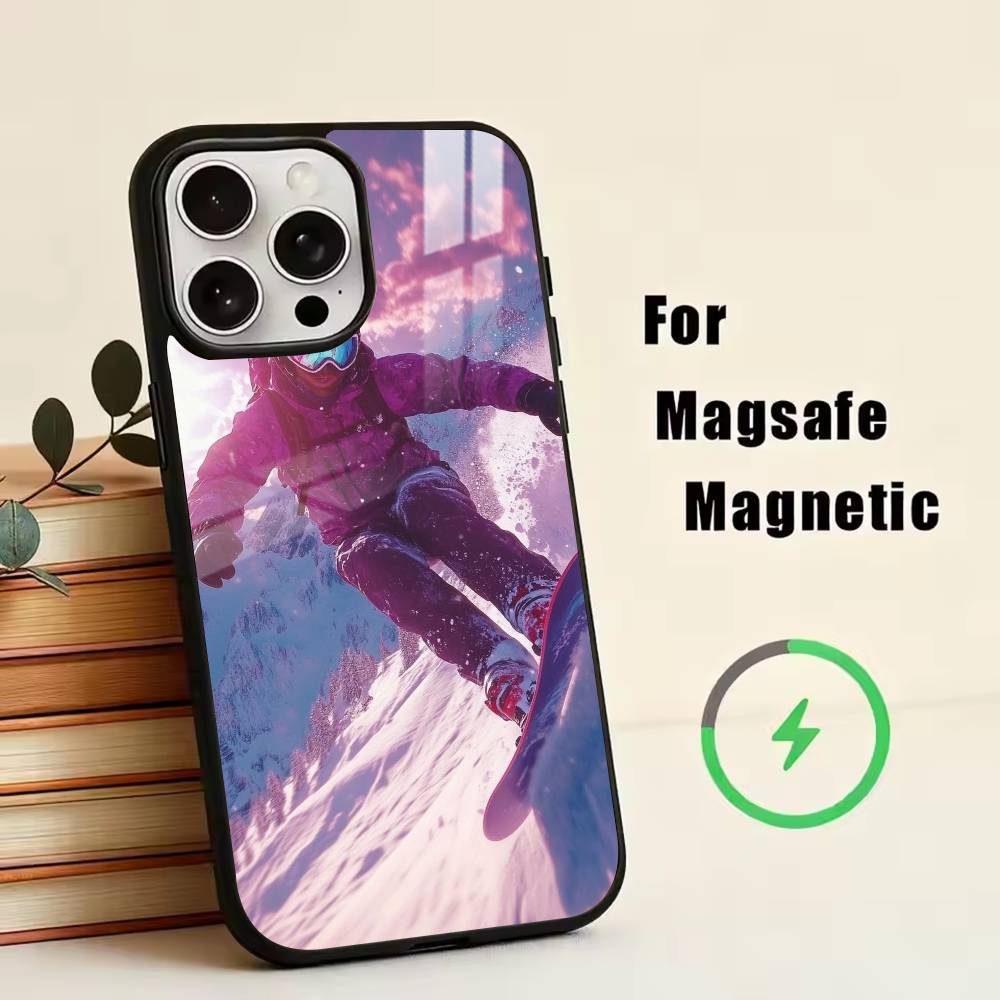 Snow Snowboard Ski -SS  Phone Case For iPhone17,16,15,14,13,12,11 Plus,Pro Magnetic with Magsafe Wireless Charging
