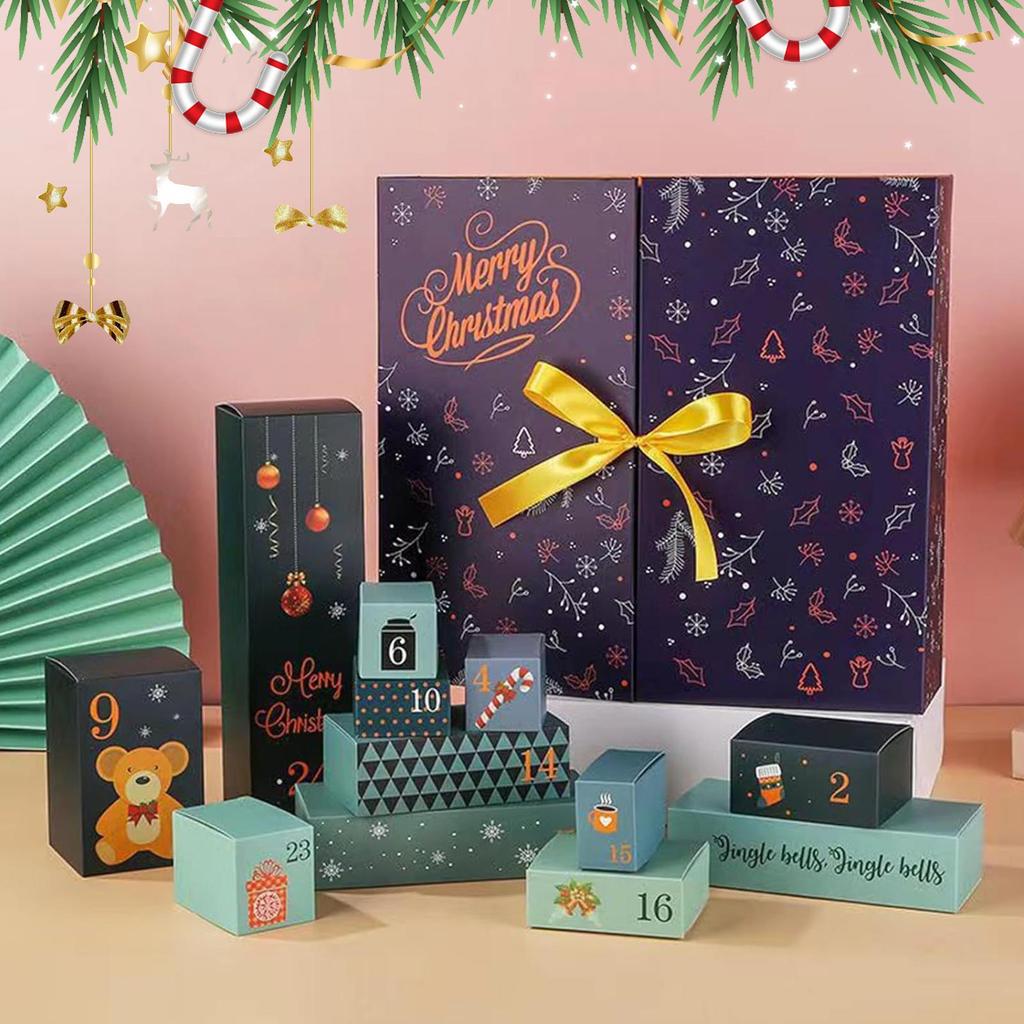 Рождественский календарь обратного отсчета, коробки, многоразовый адвент-календарь на 24 дня, рождественские коробки, складные праздничные принадлежности для конфет, окно