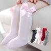 Girls' Tube Socks Solid Color Bowknot Letter Printing Fashion Breathable Warm Stockings