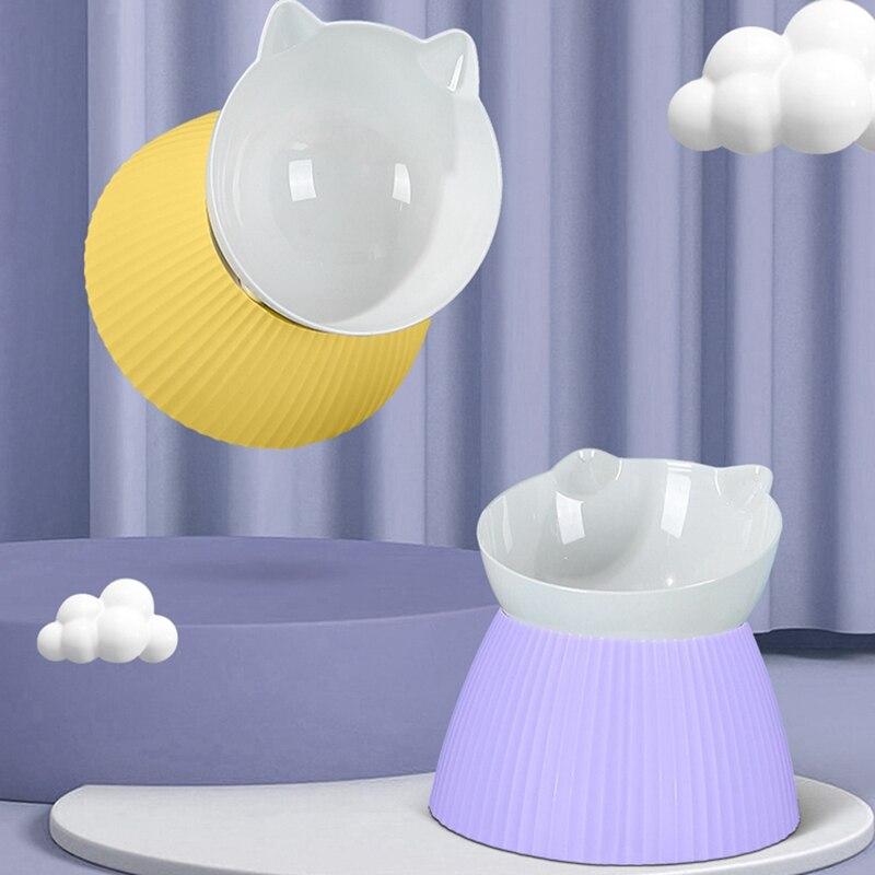 Non-slip Cat Bowl High Foot Dog Bowl 15° Neck Protector Cat Pet Food Water Bowl Pet Feeding Cup Pet Feeder Bowl