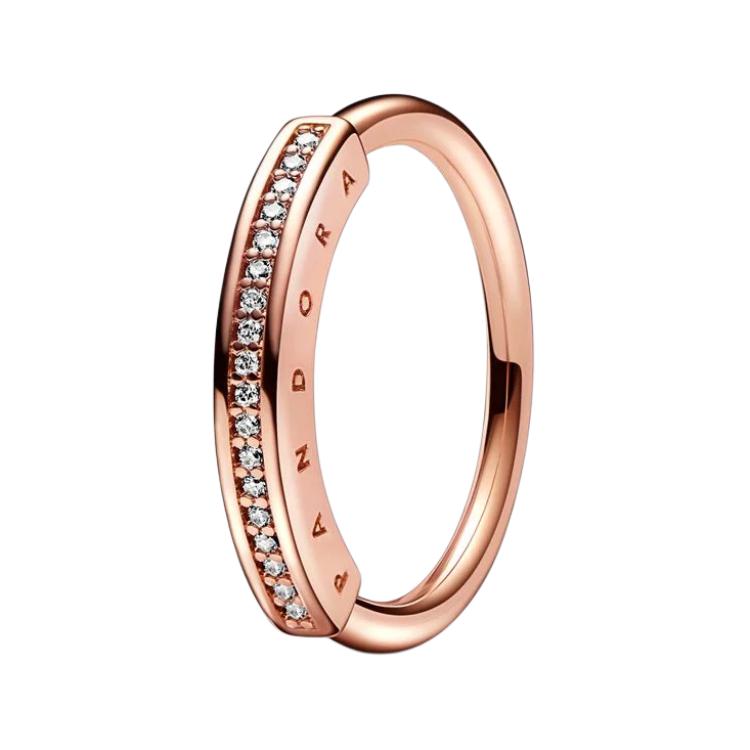 Pandora Кольцо Signature Series с паве Дизайн Кольцо для женщин Розовое золото 182283C01