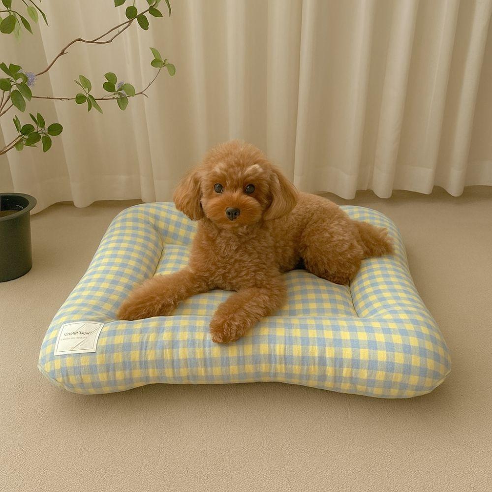 Macaron Plaid Dog Cushion Non-slip Pet Mattresses Breathable Cat Mat  for Cats and Dogs