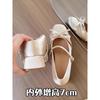 Ballet Style Inner Height Increase Satin Thick Heel Bow Mary Jane Shoes Women's 2025 Soft Sole One Word with High Heel Shoes