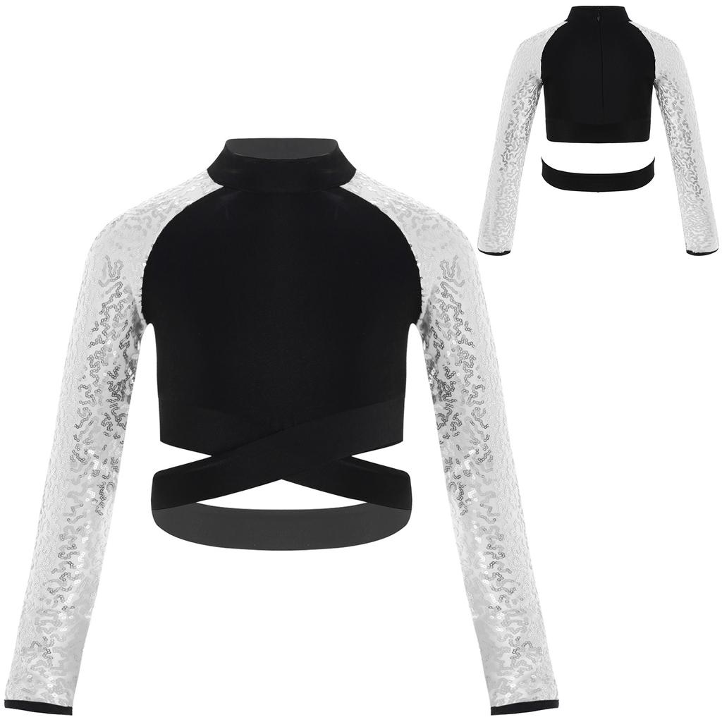 Блестящие топы с вырезами для девочек, джазовые танцевальные костюмы для хип-хопа, танцевальная одежда для выступлений на сцене, спортивная одежда