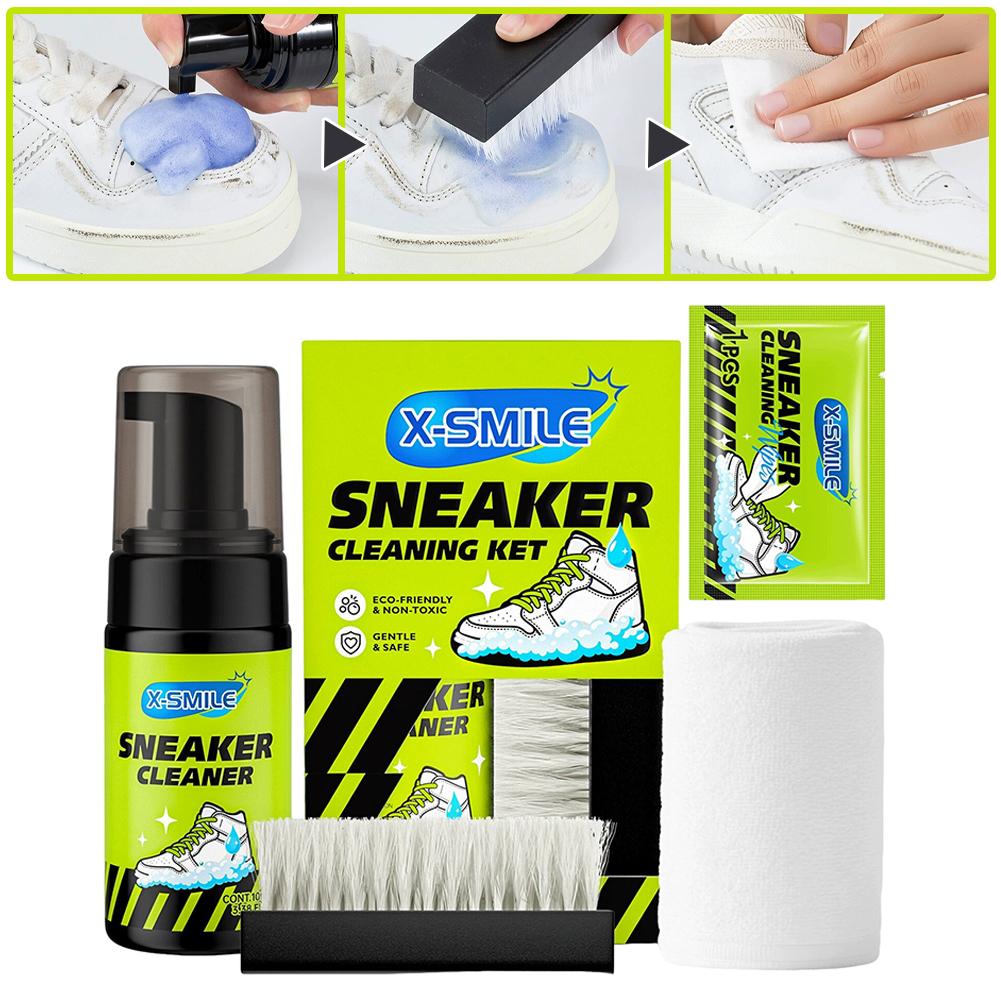 4pcs/Set Basic-Shoe Cleaning Care Kit Eco Friendly Gentle Formulas Including Dry Cleaner Stain Removal Wipe For Various Shoes