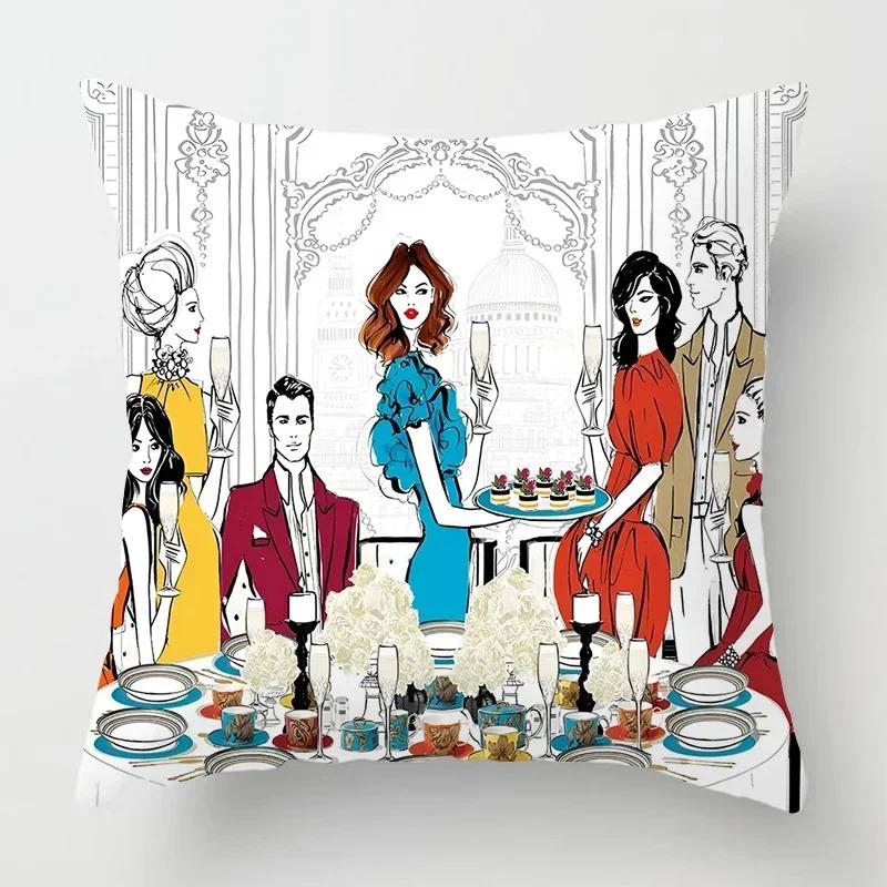 Наволочка 45x45см Домашнее украшение Гостиная Диван Подушка Чехол Скандинавская Мода Женская Наволочка Украшение