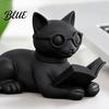 Статуэтка, вдохновленная литературой, 3D-печатная фигурка кота-читателя, декоративная, с очками, подарок для любителей книг, креативное животное, настольное украшение