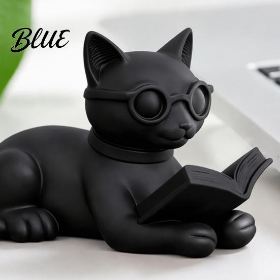 Статуэтка, вдохновленная литературой, 3D-печатная фигурка кота-читателя, декоративная, с очками, подарок для любителей книг, креативное животное, настольное украшение