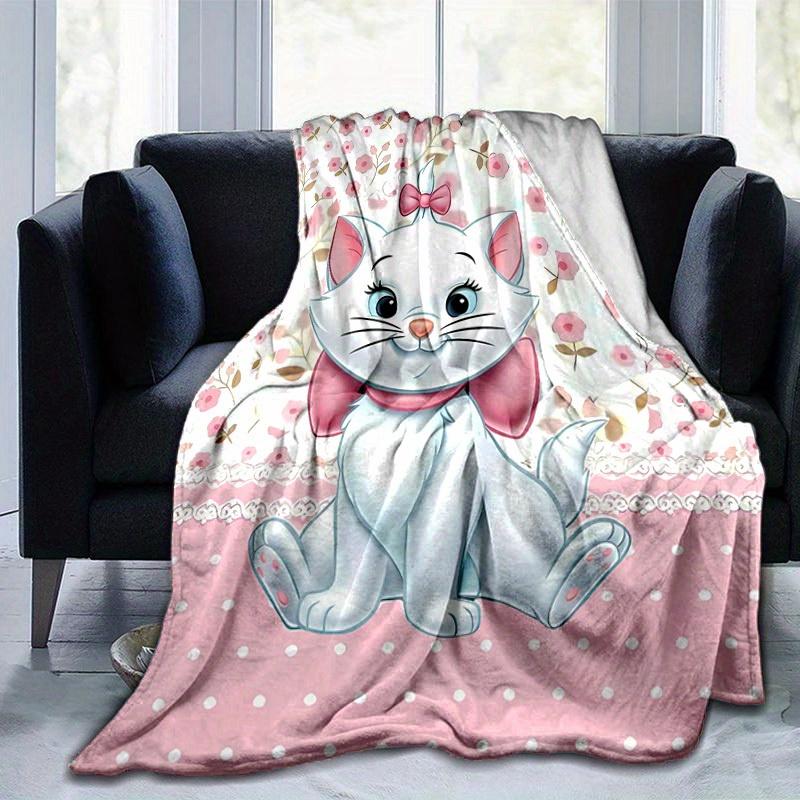 1PC Cute Cartoon Marie Cat Blanket, Seasonal Universal, Home Decoration, Throw, Plush Blankets, Soft Flannel Throw Blanket, Versatile & Cozy