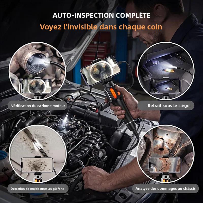 4K 360 Degree Rotation Endoscope Camera 6mm Lens HD Articulated Inspection Borescope Camera IP67 for Automotive Car IOS Android