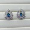 Женские серьги SACEGEMS, стерлинговое серебро 925 пробы, 5*7 мм, серьги-гвоздики с натуральным лондонским синим топазом, ювелирные изделия для свадебной вечеринки