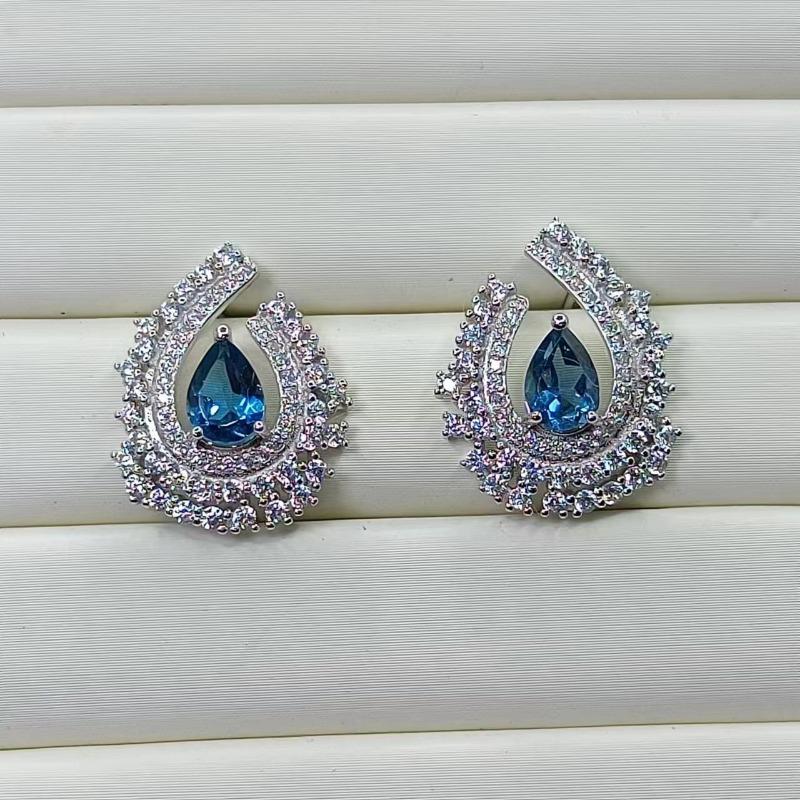 Женские серьги SACEGEMS, стерлинговое серебро 925 пробы, 5*7 мм, серьги-гвоздики с натуральным лондонским синим топазом, ювелирные изделия для свадебной вечеринки