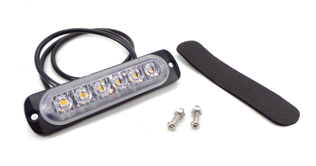 Габаритный стробоскоп 6 LED 12В-24В, оранжевый Внедорожный