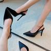 Black Bag Head High Heels with Pointed Head Sandals, Women's Summer Thin Heels, Beautiful Adult Gift Shoes
