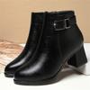 Fashion Chunky Pointy-toed Ankle Boots Women Winter Warm Soft Leather Side Zipper Design Elegant High Heel Fashion Snow Boots