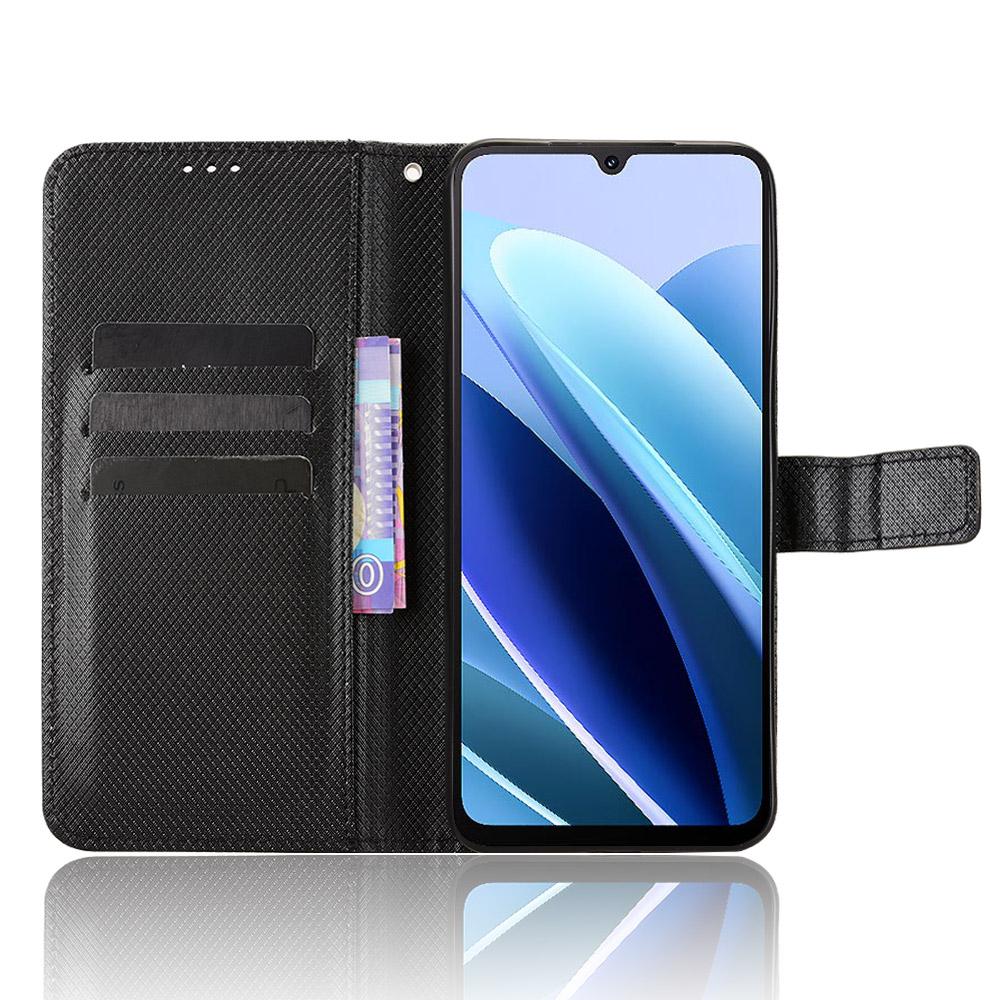 Для Cubot A40 Кожаный чехол-кошелек с ремешком Текстура бриллианта Чехол для телефона