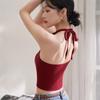 Cotton Sleeveless Tank Top For Women With Backless Design And Chest Pad For Summer Casual Wear
