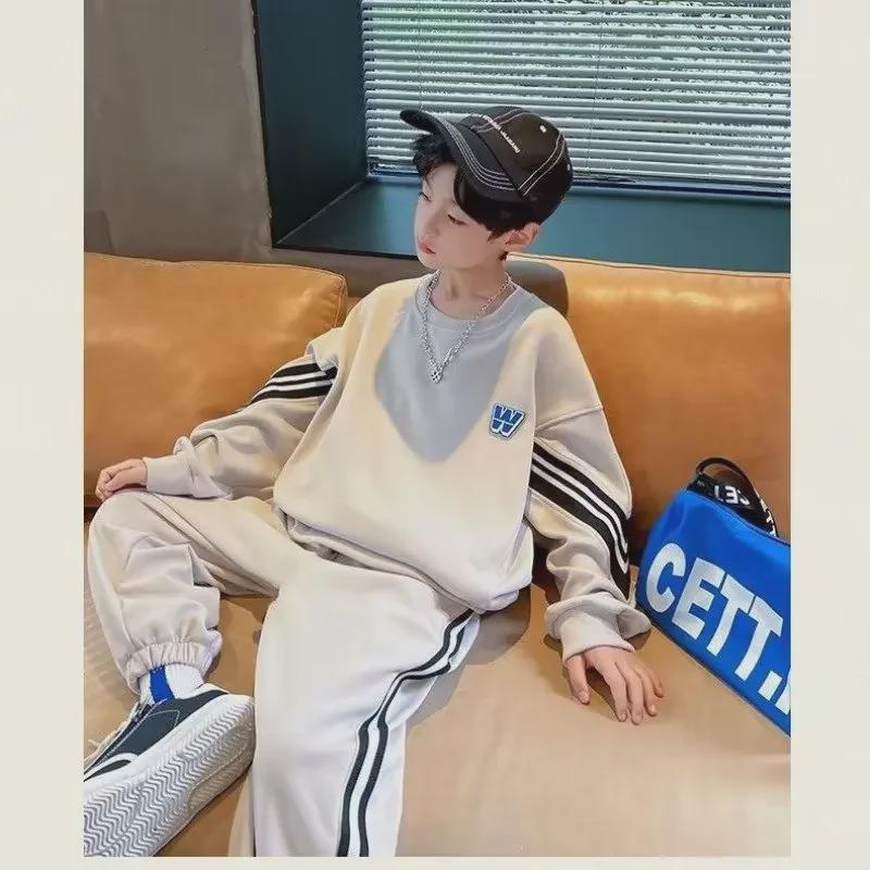 Трендовый спортивный костюм-двойка для мальчиков 2024 года - Коллекция весна/осень для детей