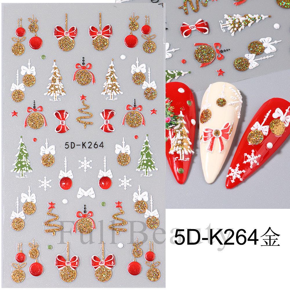 Christmas X Max Snow Manicure Decor Sliders Relief Engraved 5D Embossed Nail Stickers Nail Art Sticker Decal
