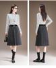 Elegant High-Waisted Woolen A-line Midi Skirt - Winter 2025