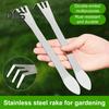 3-Prong Bonsai Rake Stainless Steel Root Rake with Spatula Soil Loosening Pressing Prying Tool for Bonsai Tree Potted Plants