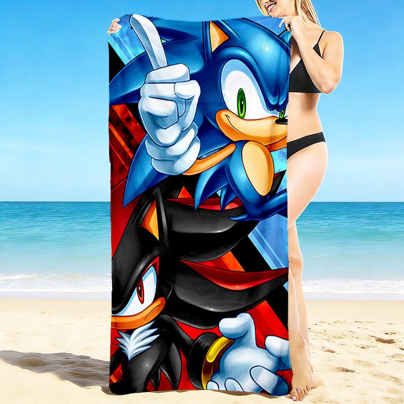 1Pc Sonic Adventure Shadow'S Rise Beach Towel, Quick Dry, Multi-Use for Beach Pool Gym Yoga Home Travel, Christmas, Halloween, Xmas Gift M929163