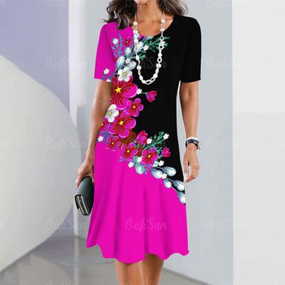 Винтажные женские платья с цветочным пэчворком, с принтом, элегантное повседневное платье с коротким рукавом Y2k, свободное оверсайз, модное платье 2023