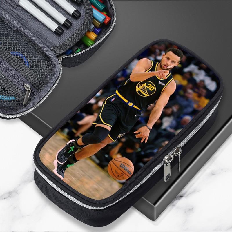 Cartoon NBA Basketball Star Stephen Curry Inspired Pencil Case Kids Boys Girls Large Capacity School Organizer