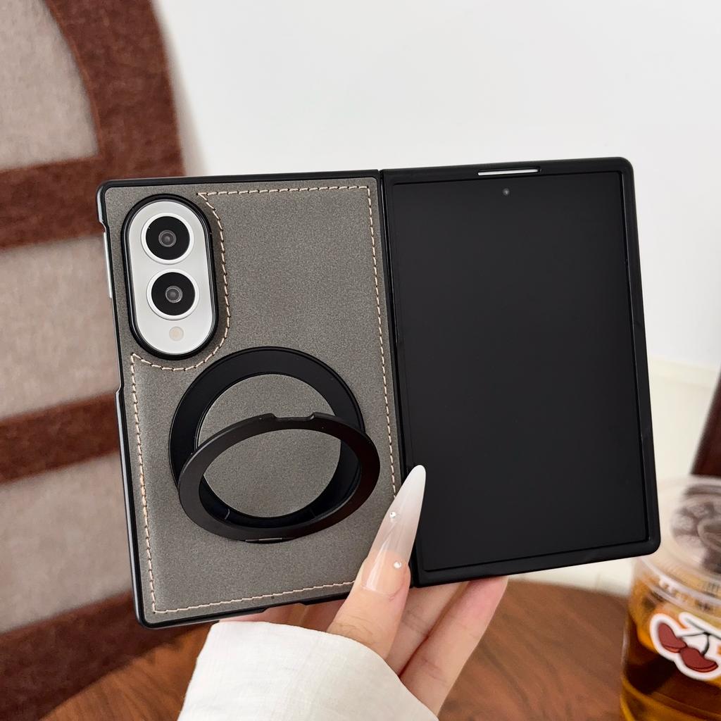 Sheepskin Pattern Leather Case for Samsung Galaxy Z Fold 8 Ultra Zfold 8 Wide Magnetic Rotating Bracket Wireless Charging Cover