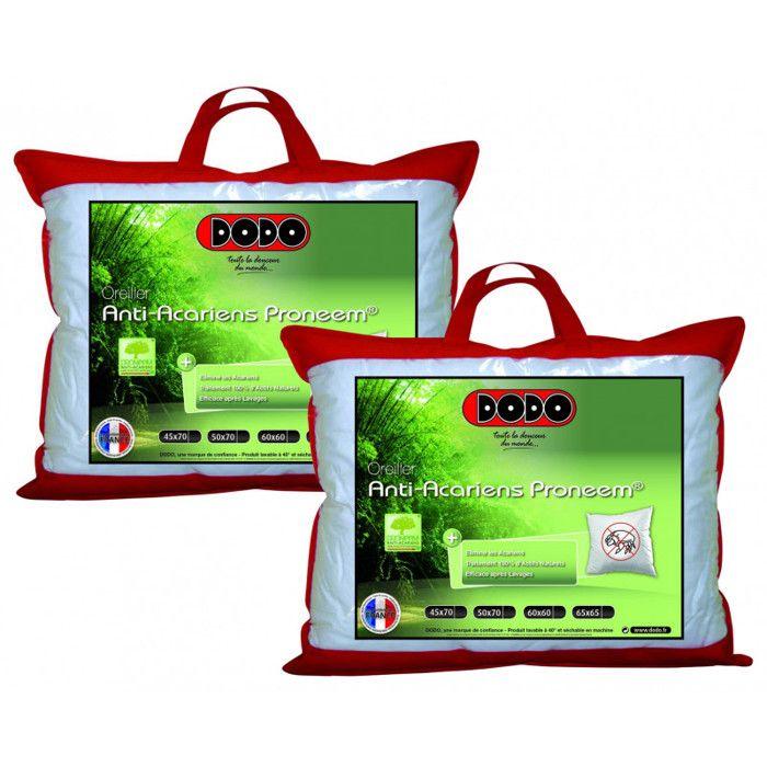 Lot de 2 oreillers moelleux antiacariens Proneem® Fibre VOLUPT'AIR® Dodo - 50x70