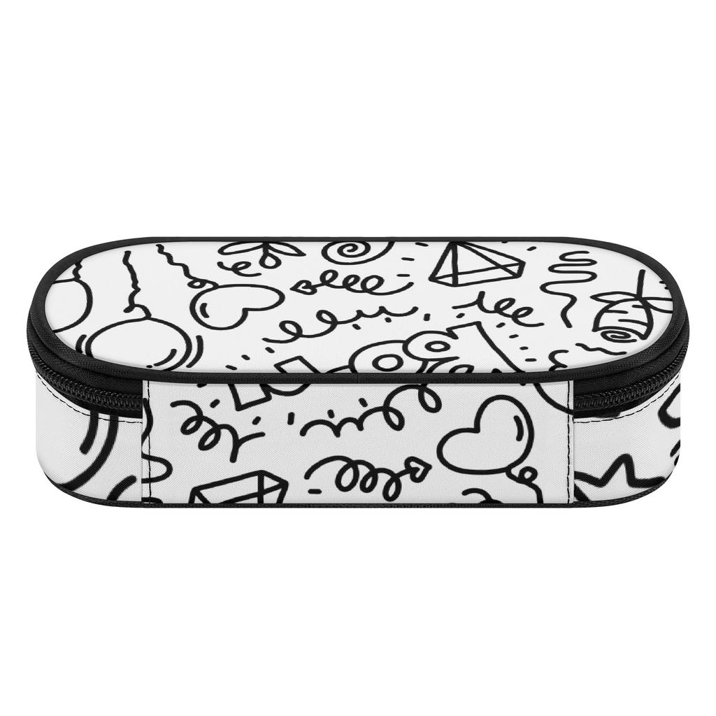 Pencil Pouch Printed 300D Polyester Zipper Closure with Mesh Storage Layer Removable Divider and Pen Holders for Boys Girls