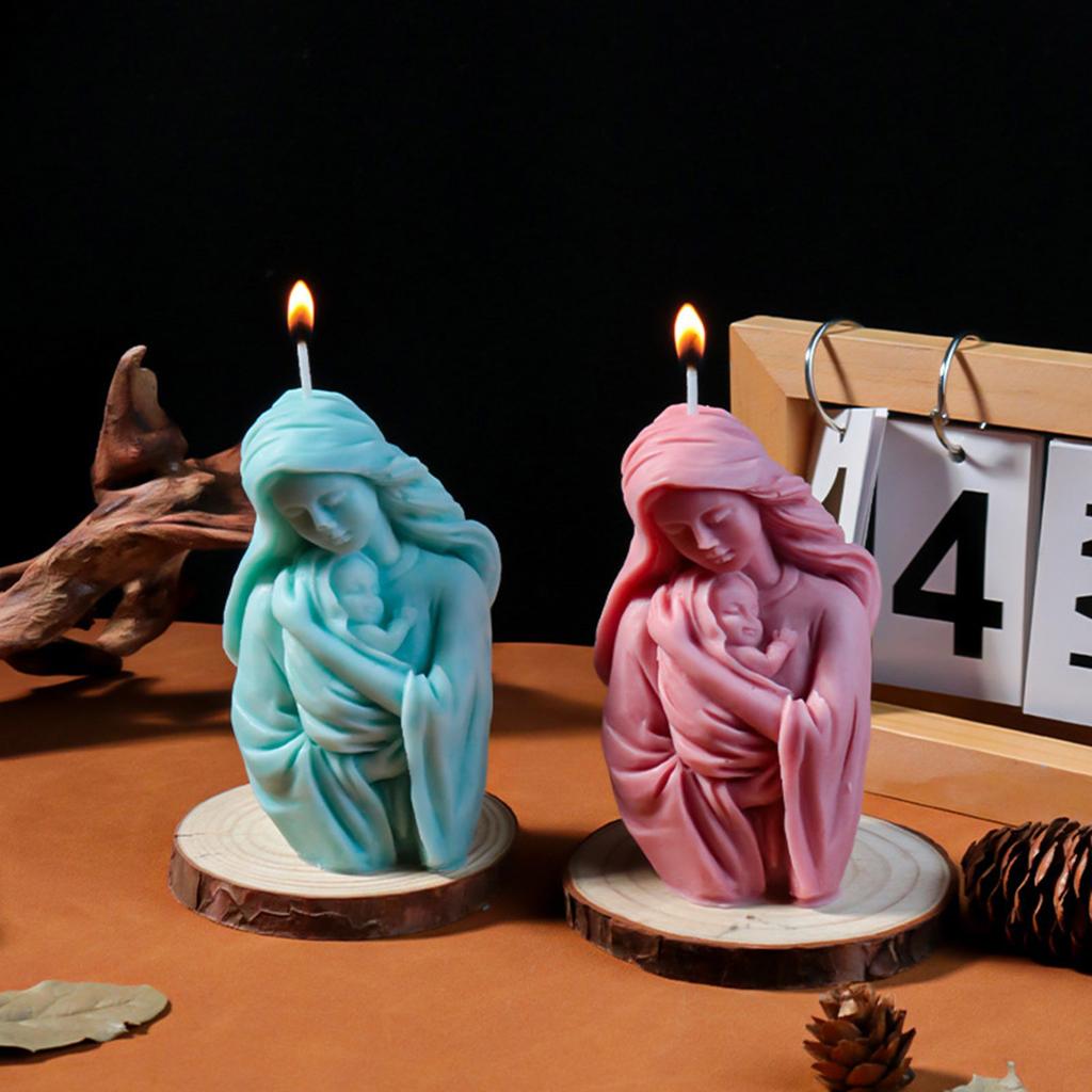 Flexible Silicone Candle Mold for Aromatherapical Mother and Child Embrace Designs for Gifts and Craft Supplies