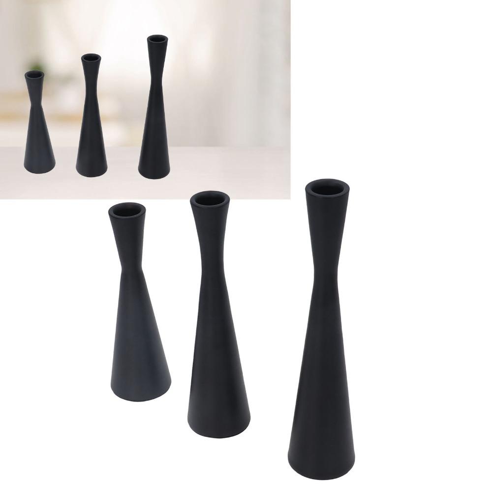 3PCS European Wrought Iron Candlesticks Conical Tapered Black Candlestick Holders Party Centerpiece