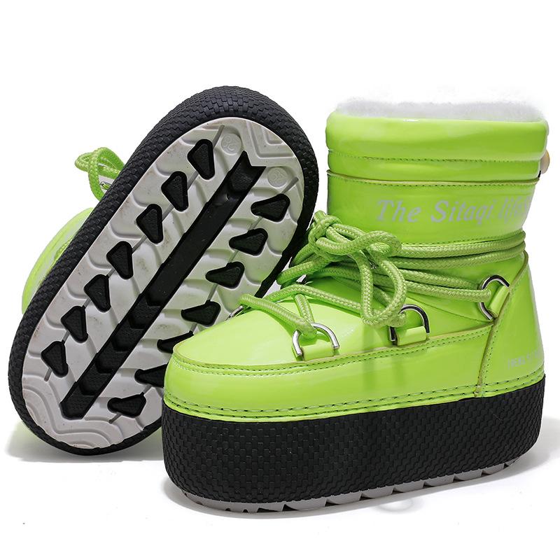 Девятицветные ботинки-луноходы с принтом снежинок, на заказ, для родителей и детей, для путешествий, катания на лыжах, средней высоты, водонепроницаемые, теплые и морозостойкие зимние ботинки