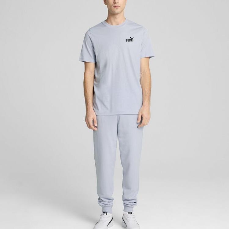Puma Ess Простая Удобная Модная Футболка с Коротким Рукавом Мужские Топы Небесно-Голубой 688959-47