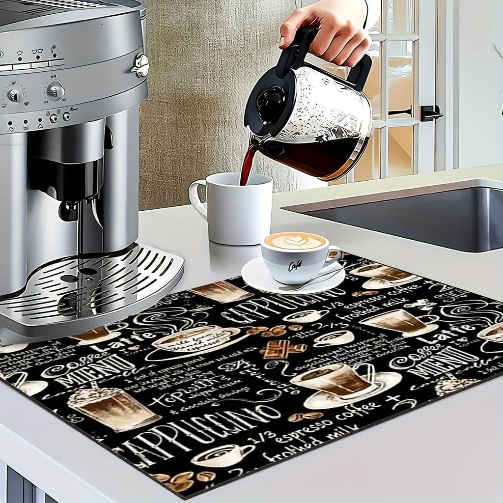 1 dona Rezina Quritish Mat Retro Qahva Idishlari bilan Qahvaxona Restoran Oshxona Gilami Idish-Tovoq uchun Chidamli Diatom Loy Stol Mat Pet Mat Qahva uchun Idishlar