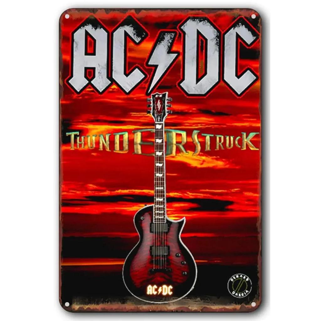 AC DC Vintage Heavy Metal Music Cool Classic Rock Band Metal Tin Sign for Home Restaurant Cafe Bar Art Wall Decoration Gifts