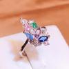Высококачественное кольцо с бабочкой для женщин, ювелирные изделия в форме листа, новое сияющее кольцо с цирконом для вечеринок, женские ювелирные изделия, обручальное кольцо