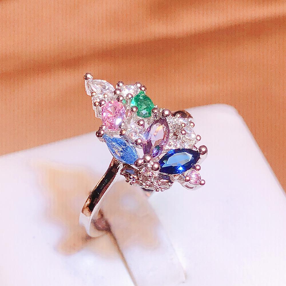 Высококачественное кольцо с бабочкой для женщин, ювелирные изделия в форме листа, новое сияющее кольцо с цирконом для вечеринок, женские ювелирные изделия, обручальное кольцо